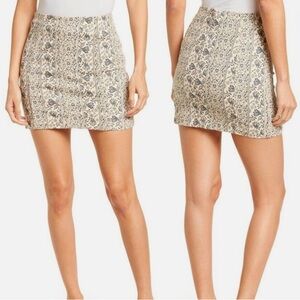 Free People Modern Femme Mini Skirt in ivory and blue floral print